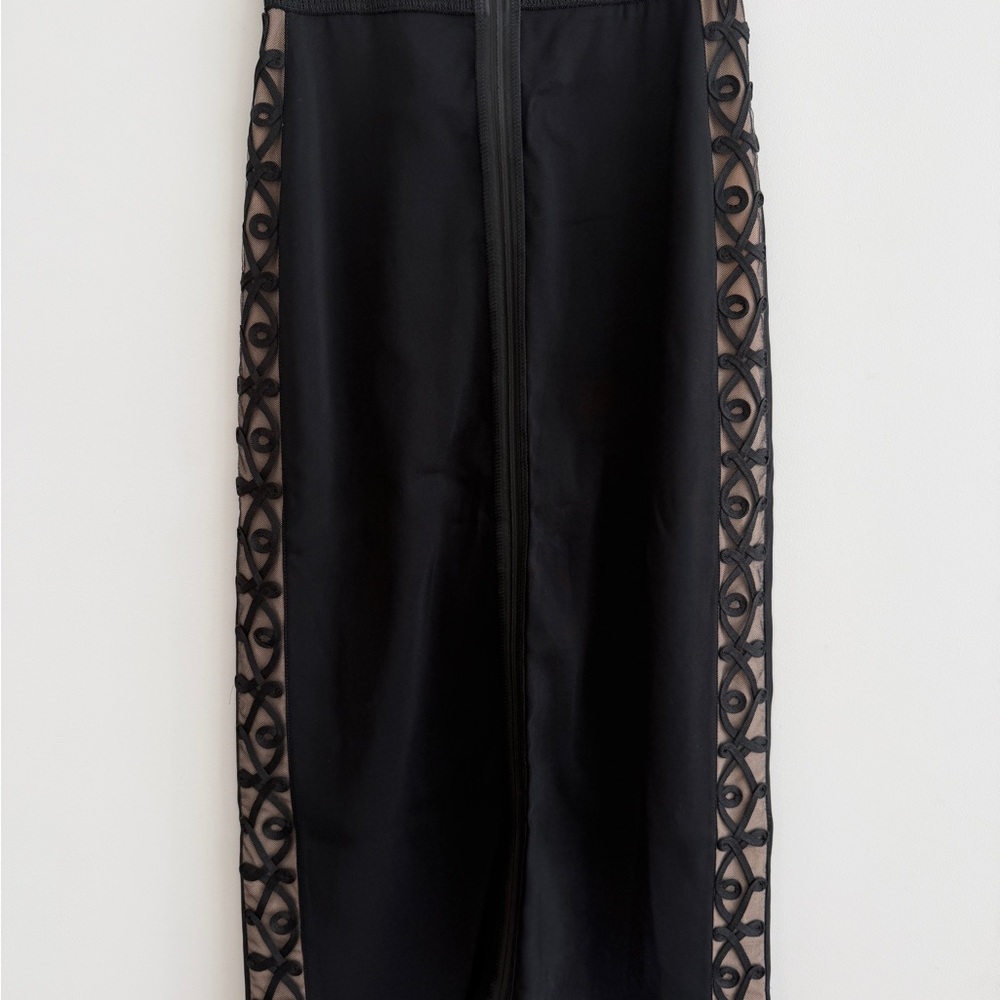 Fendi Black Maxi Skirt with Lace Detail